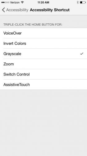 Grayscale Accessibility Shortcut
