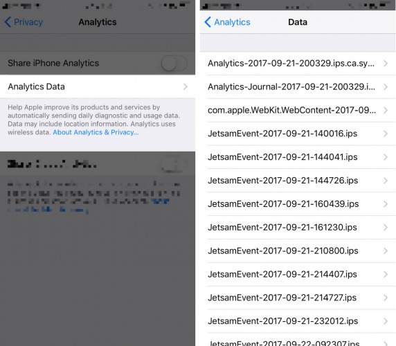 check iphone analytics data