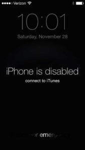 Can check the iphone is disabled connect to itunes inside