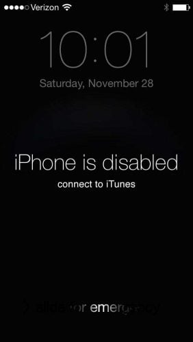 iPhone is disabled connect to iTunes