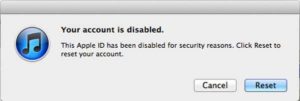 Your account is disabled iTunes