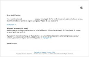 Apple ID Verification Email