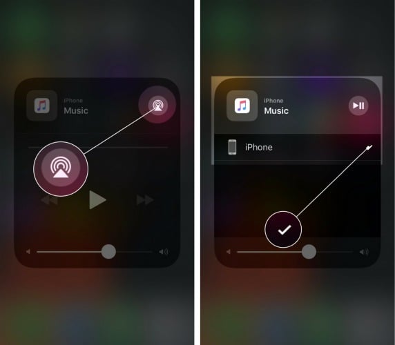tap airplay button in ios 11 control center