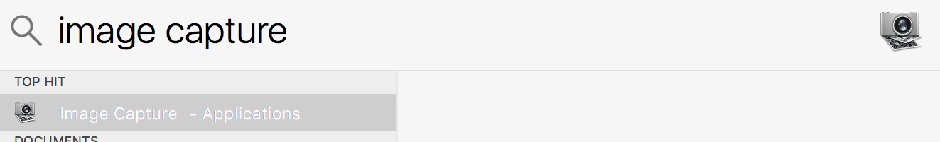 open image capture using spotlight