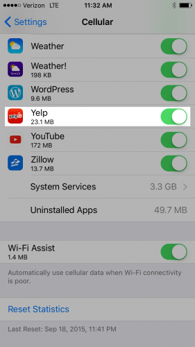 yelp app in uninstalled apps