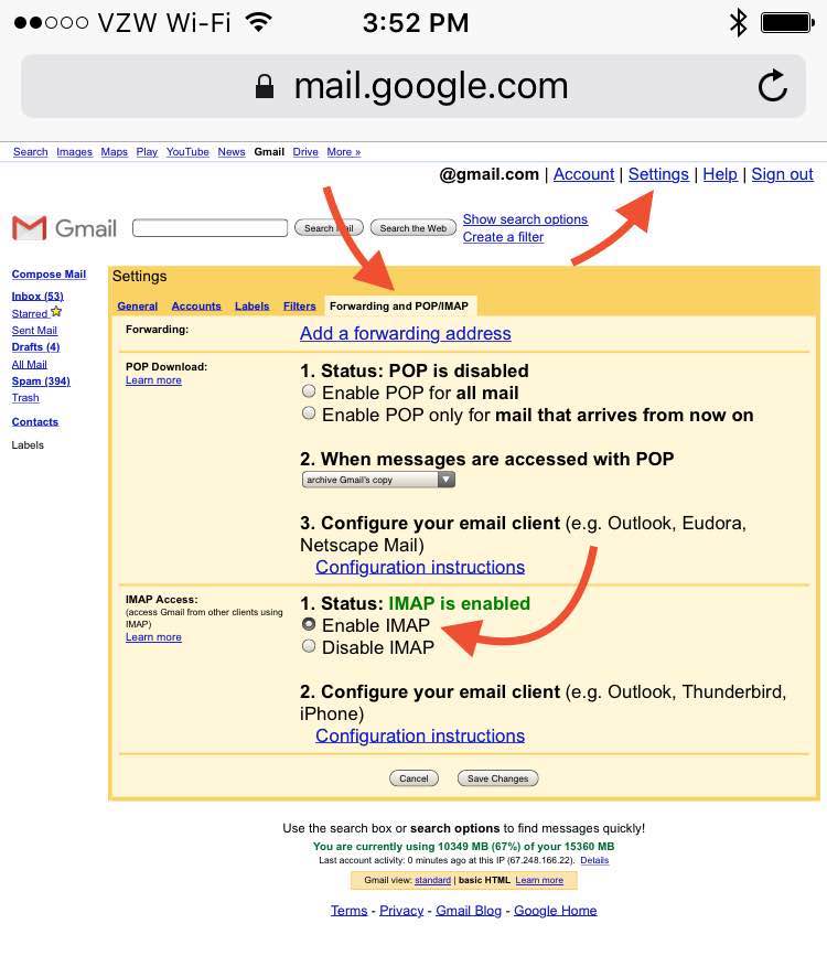 Imap Gmail