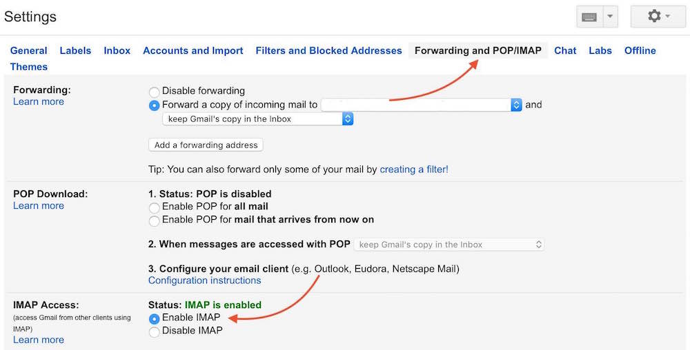 Gmail Settings Enable IMAP Desktop