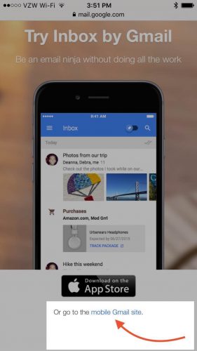 iPhone Click Mobile Gmail Site Link