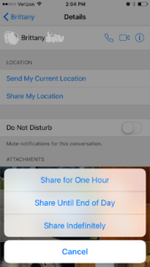 Share iPhone location via Messenger