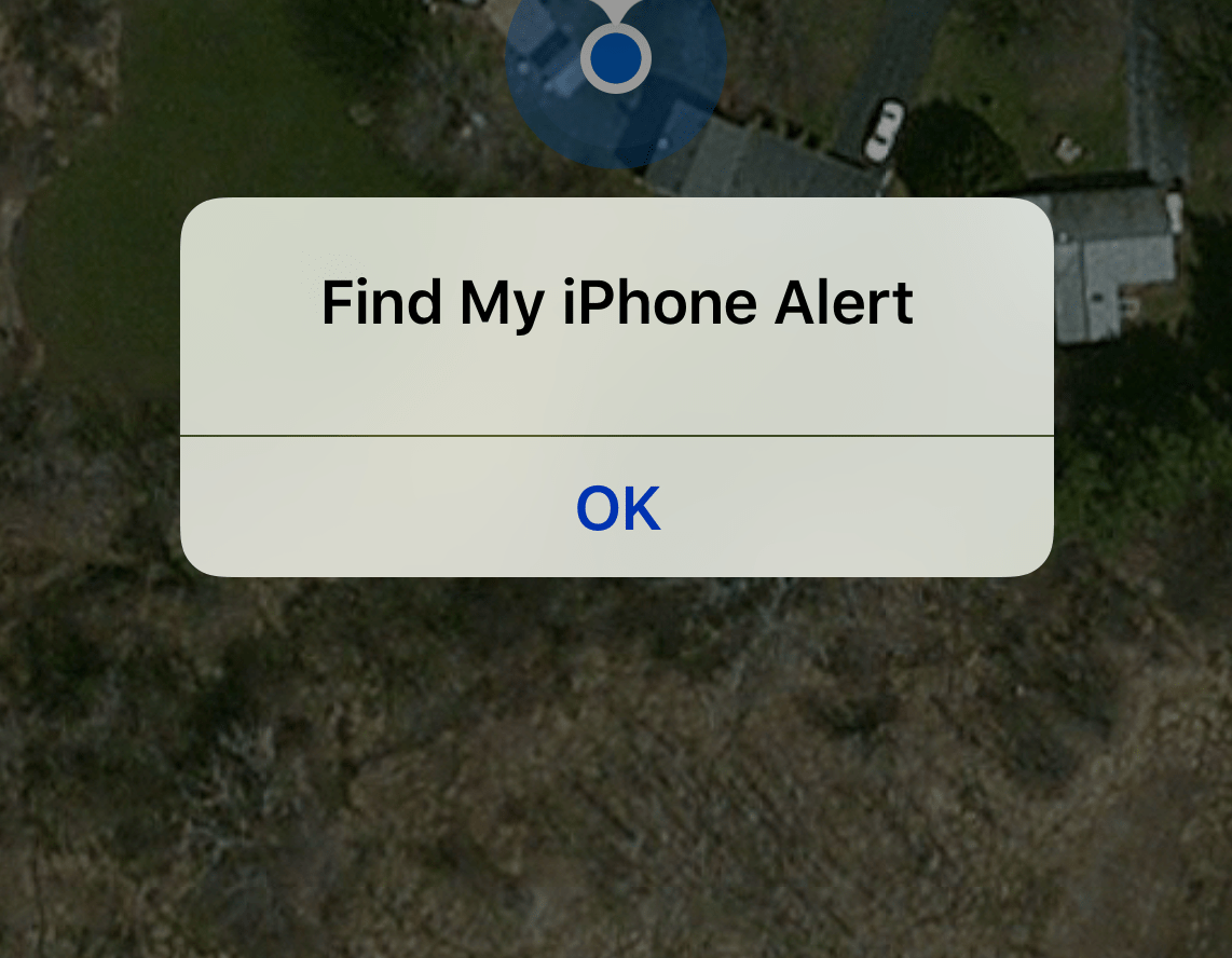 Find My iPhone Alert Screen Message