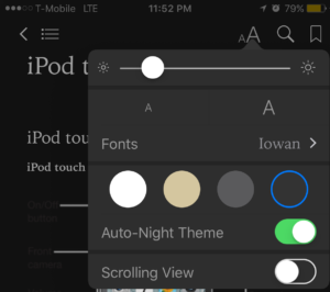 Night Theme in iBooks App Screenshot