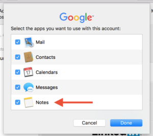 Syncing Notes with a non-iCloud email account on a Mac.