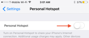 Making sure Personal Hotspot is off. 