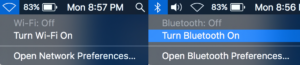 Restarting Bluetooth and Wi-Fi on a Mac.