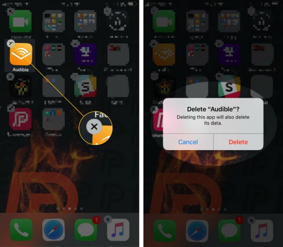 delete audible app on iphone