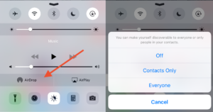 Enabling AirDrop on your iPhone.