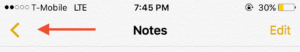 Viewing Notes folders in iOS. 