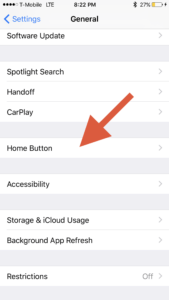 Tap the Home Button option.