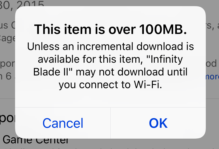 Item Over 100MB