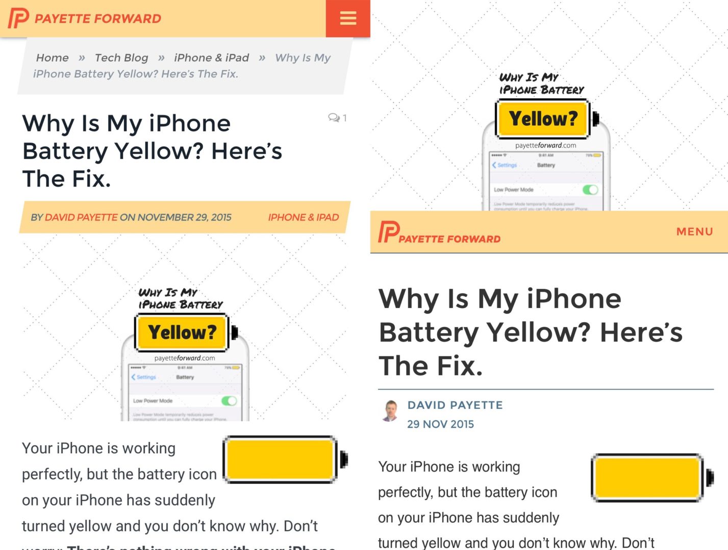 Comparing traditional mobile web and AMP with Payette Forward.