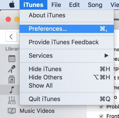 Click iTunes Preferences
