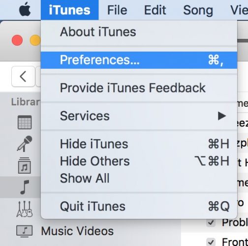 Haz clic en Preferencias de iTunes