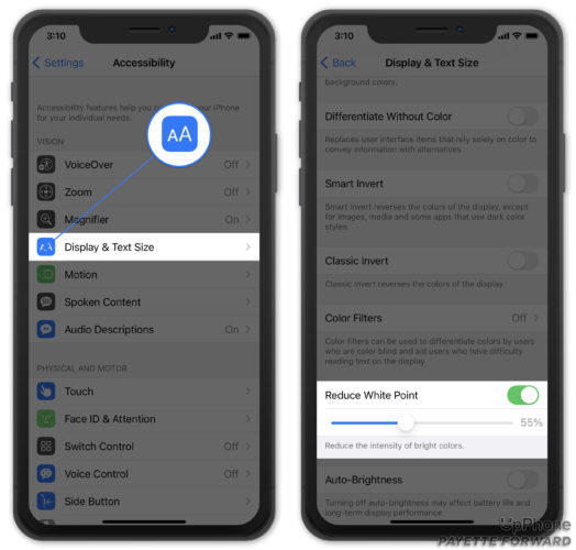 iphone reduce white point
