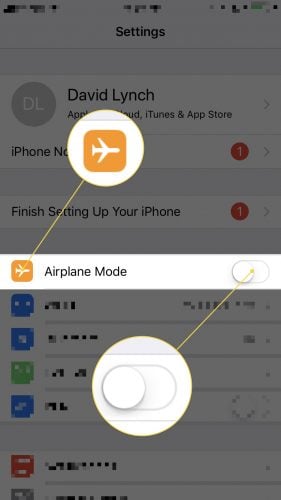 make sure the switch next to airplane mode is off