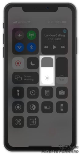 use brightness slider in iphone control center