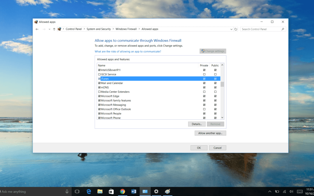 Verifica la configuración del firewall