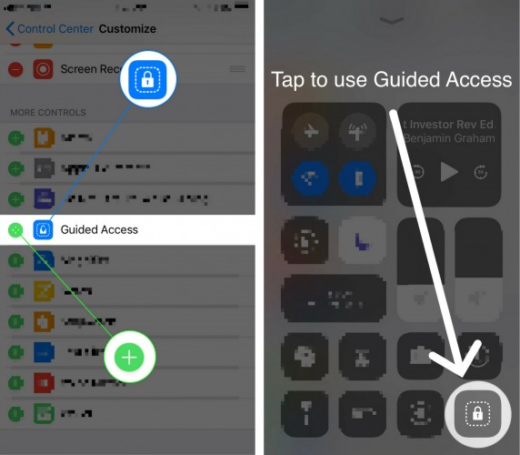 add guided access to control center