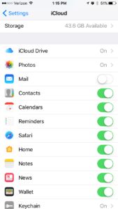 Check iCloud setting