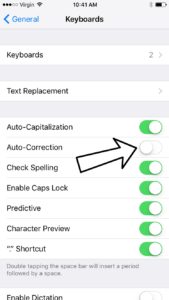 turn autocorrection off