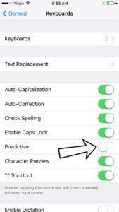 turn off predictive in settings app