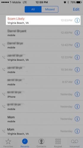 missed call from scam likely iPhone 