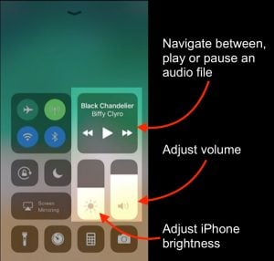 audio settings and screen brightness new iphone control center