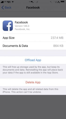 eliminar o desinstalar la aplicación del almacenamiento del iphone