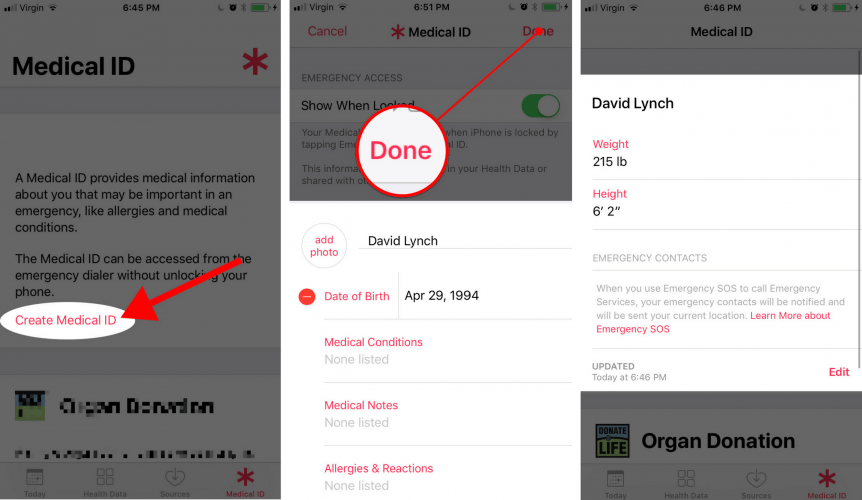 how to create medical id on an iphone