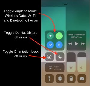 quick toggle settings new iphone control center