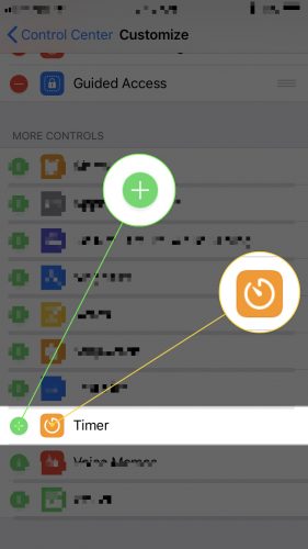 how to add timer to control center