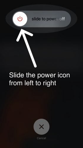 slide power icon from left to right to turn off iphone