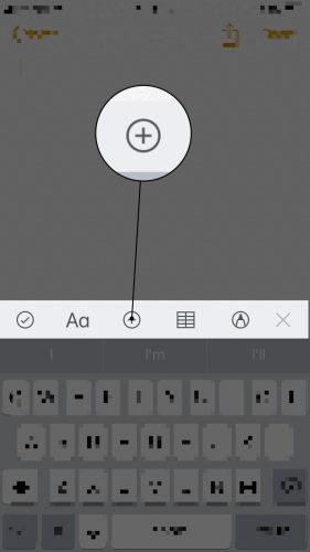 tap plus in notes app