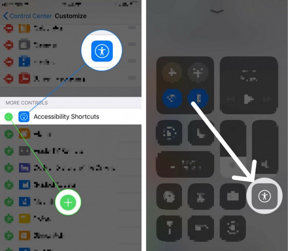 add accessibility shortcuts to control center