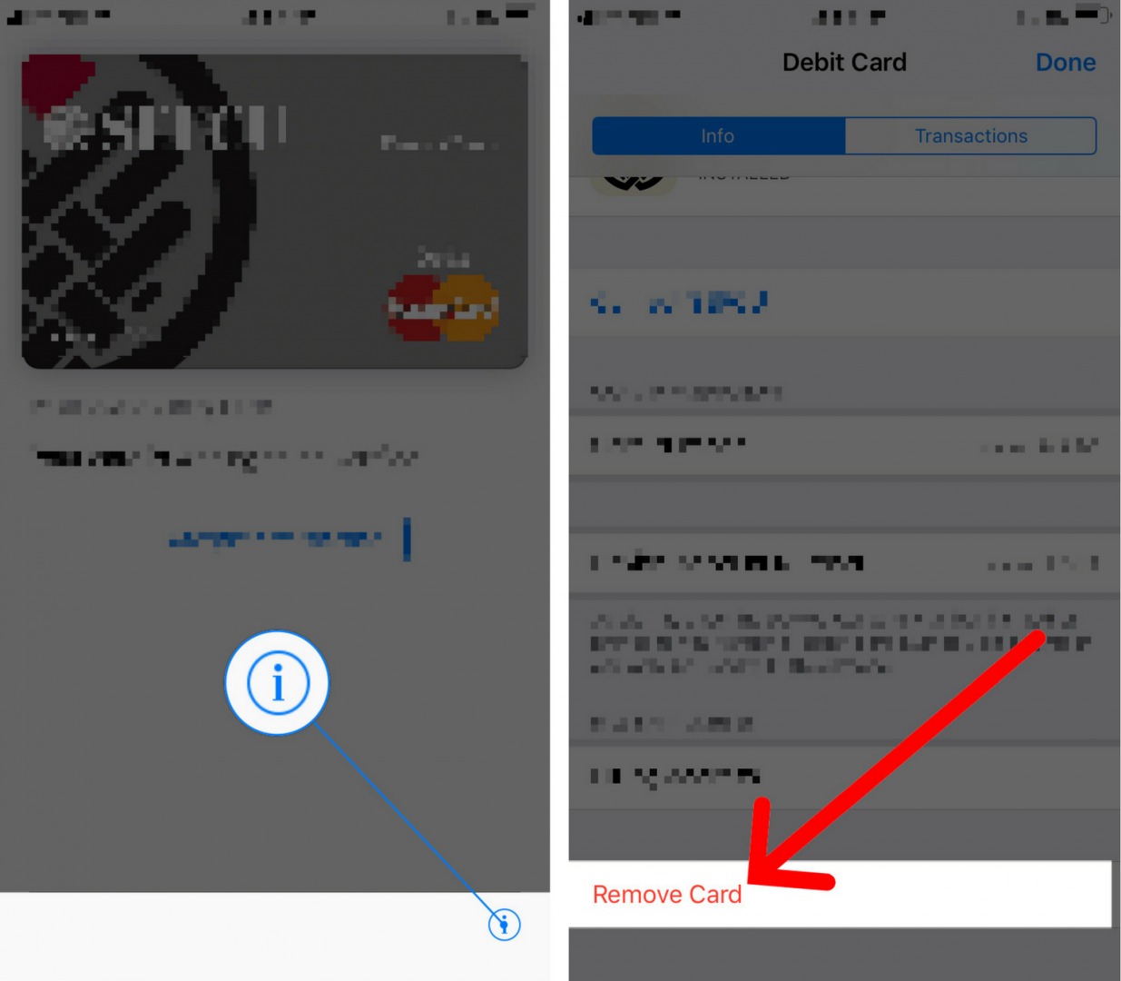 how to remove card in wallet on an iphone