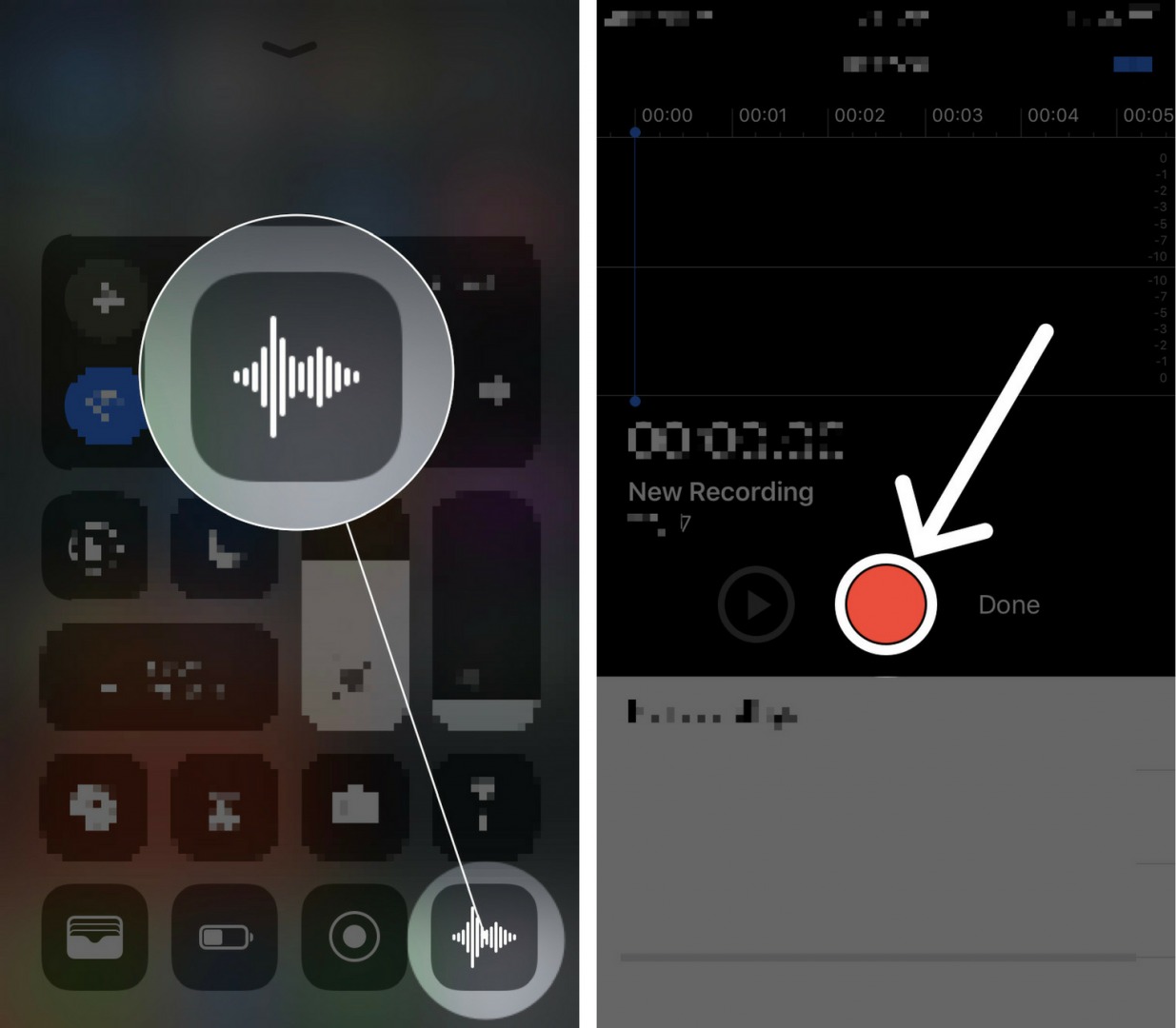 how to use voice memos from control center
