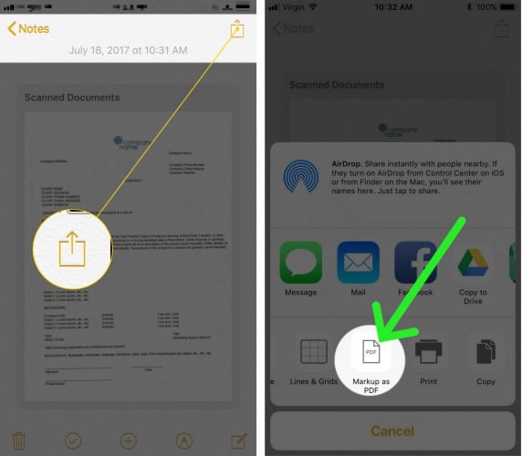 markup iphone scan as pdf