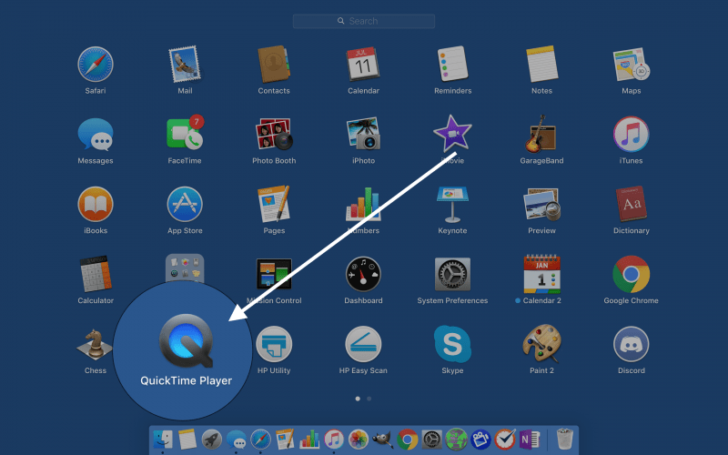 open quicktime in launchpad