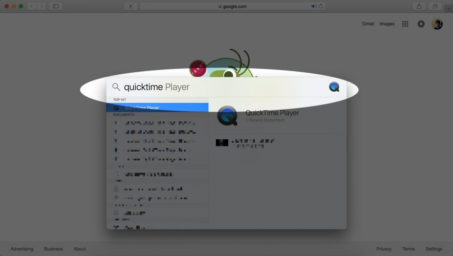 spotlight search quicktime player