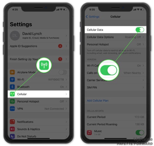 turn on iphone cellular data
