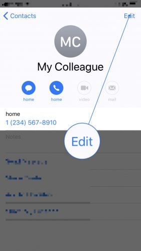 edit iPhone contact information